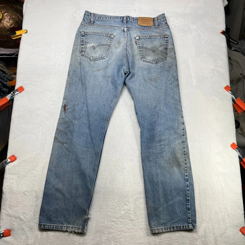 VTG Levi's 505 Regular Fit Straight Leg Jeans‎ Men's Denim Distressed - 34X30.5